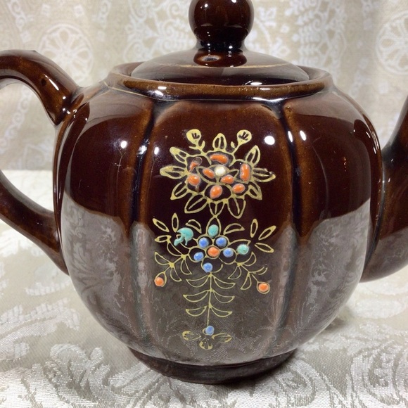 Vintage 1940’s Ceramic Brown Moriage Gold Gilt Teapot - Japan - Picture 5 of 8